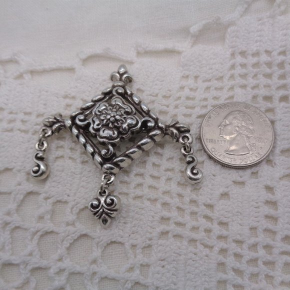 Brighton Flower & Scroll Dangle Brooch - Picture 2 of 4